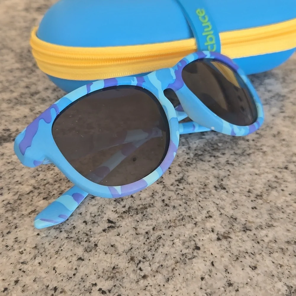 Acbluce Polarized Blue & Purple Kids Sunglasses UV Protection With Case